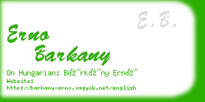 erno barkany business card